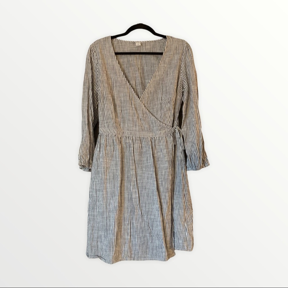 Grey and White Wrap Dress